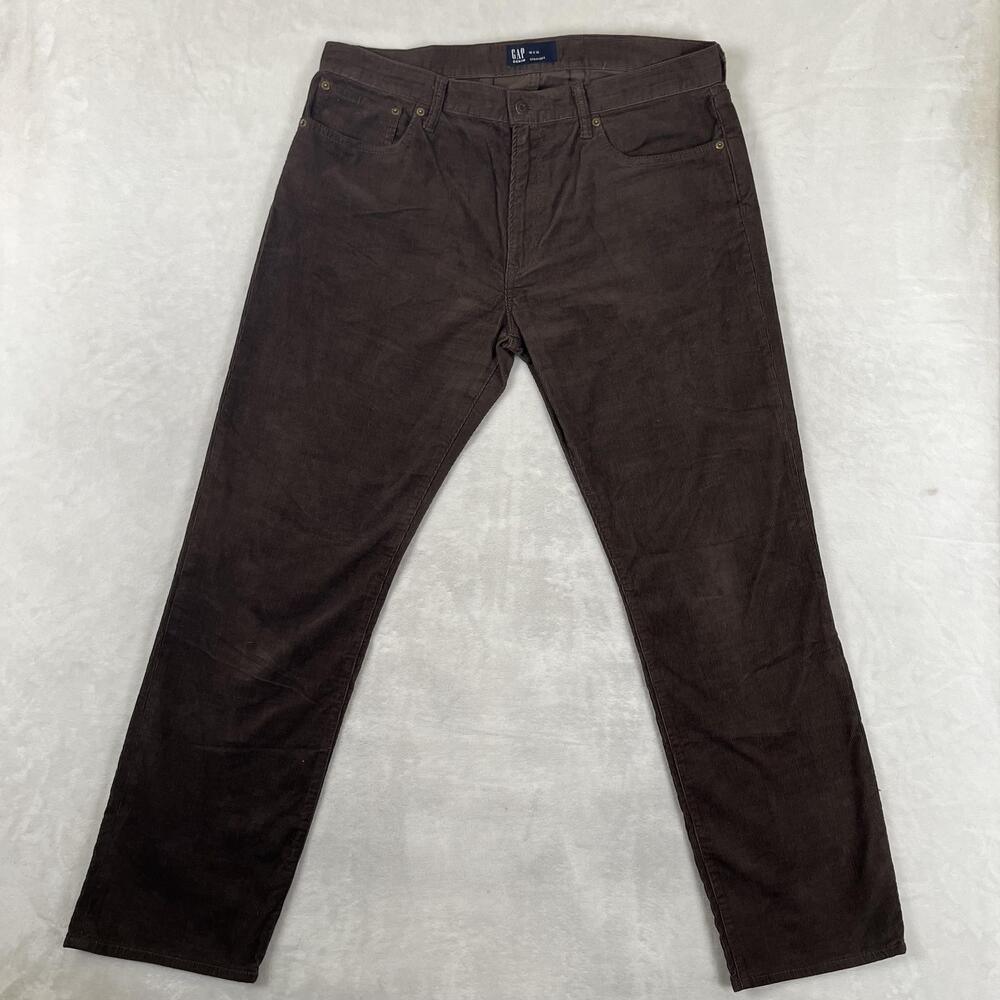 Gap Jeans Mens 36x32 Brown Regular Fit Straight Corduroy Dark Wash Pants